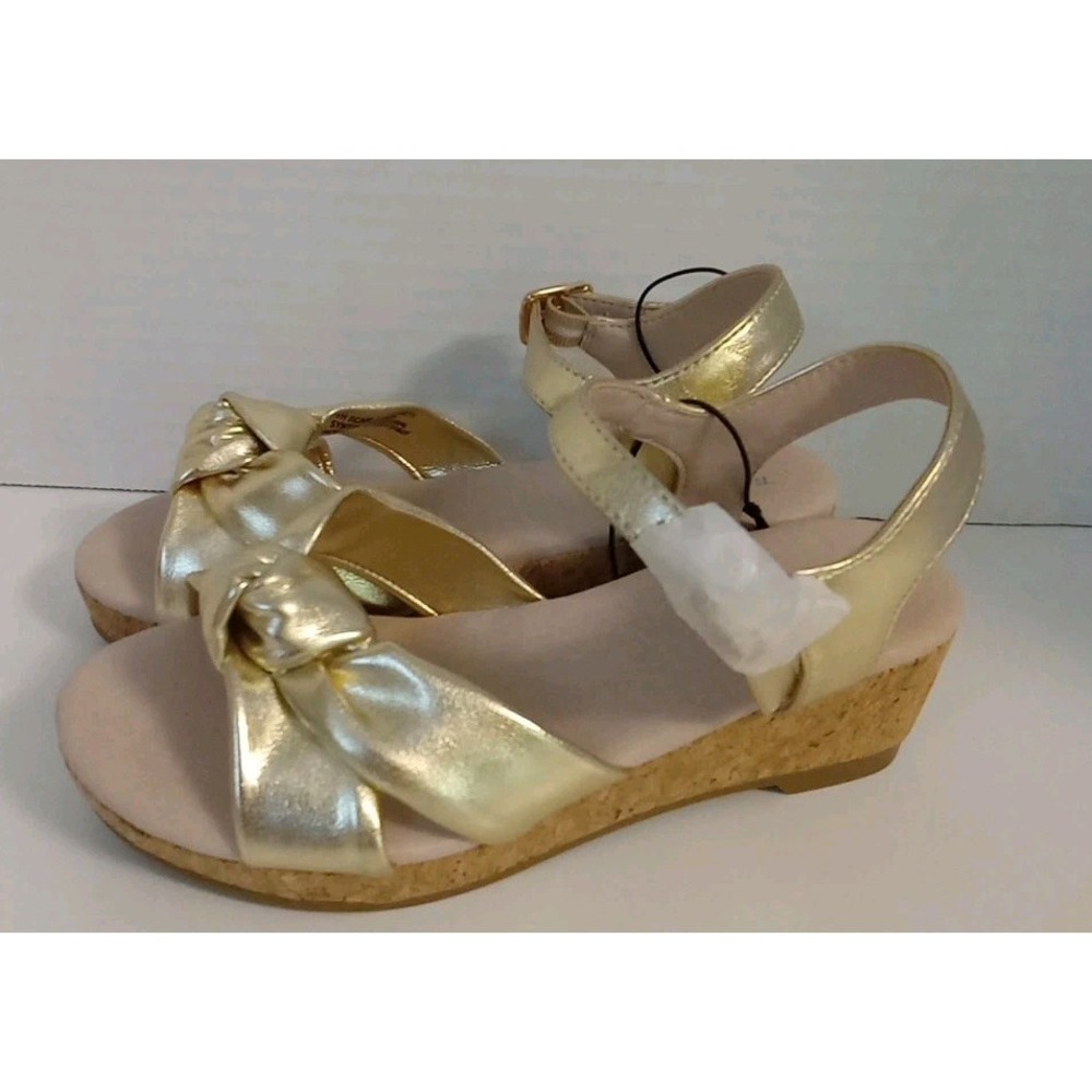 Thereabouts Girls Gold Scarlett‎ Memory Foam  Front Knot Buckle Sandals Size 12M